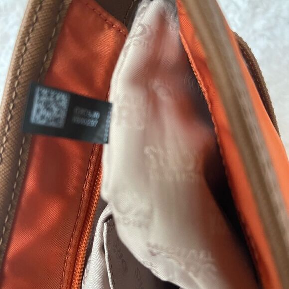 Michael Kors Orange Nylon Medium shoulder bag ,brown leather trims and straps - Picture 8 of 16